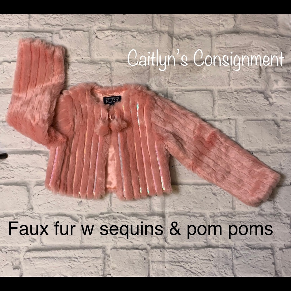 Pink Faux Fur Sequin Bolero